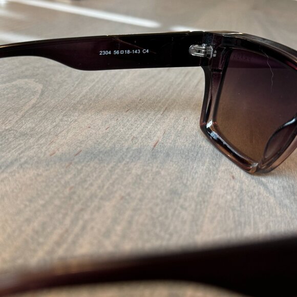 Rectangle sunglasses brown clear ombre oversize designer - Picture 5 of 7